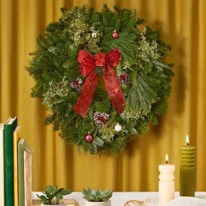 22" Wreath With Pinecones & Berries
